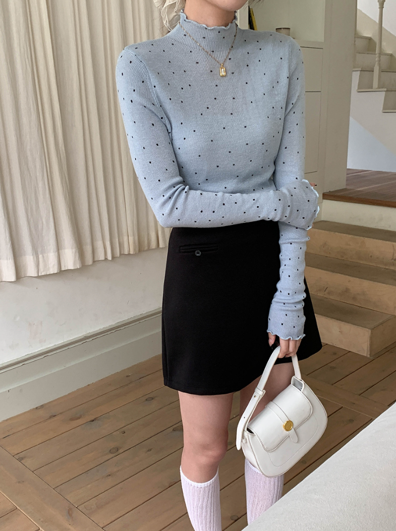 【11/28(金)PM12:00~販売START】ドットリブスリムフィットメロウトップス