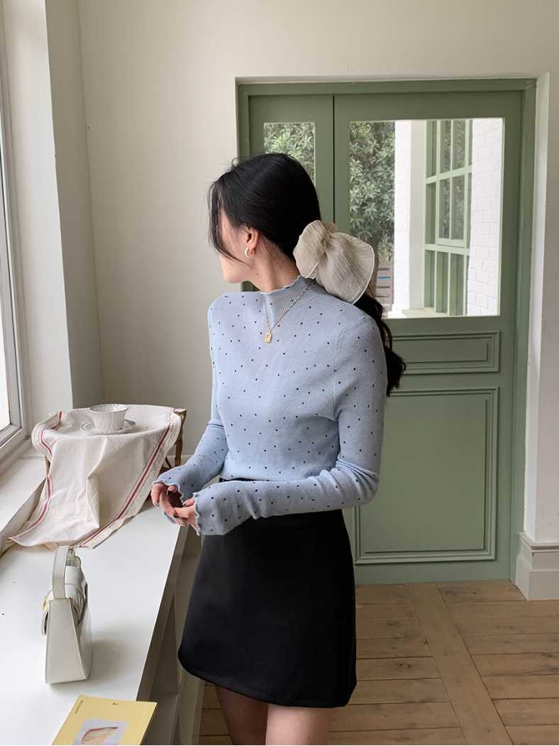 【11/28(金)PM12:00~販売START】ドットリブスリムフィットメロウトップス