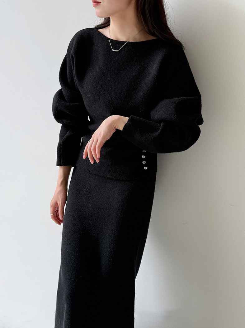 【11/28(金)PM12:00~販売START】ボタンディテールニットセットアップ