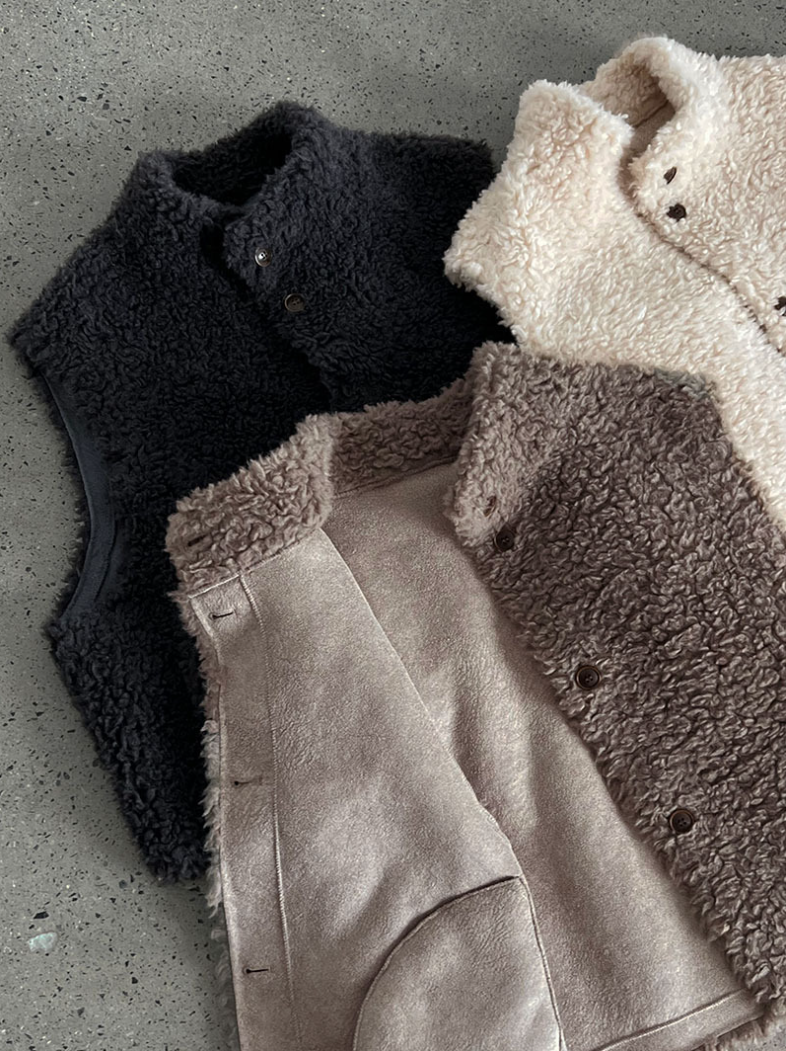 ムートンタッチショートベスト