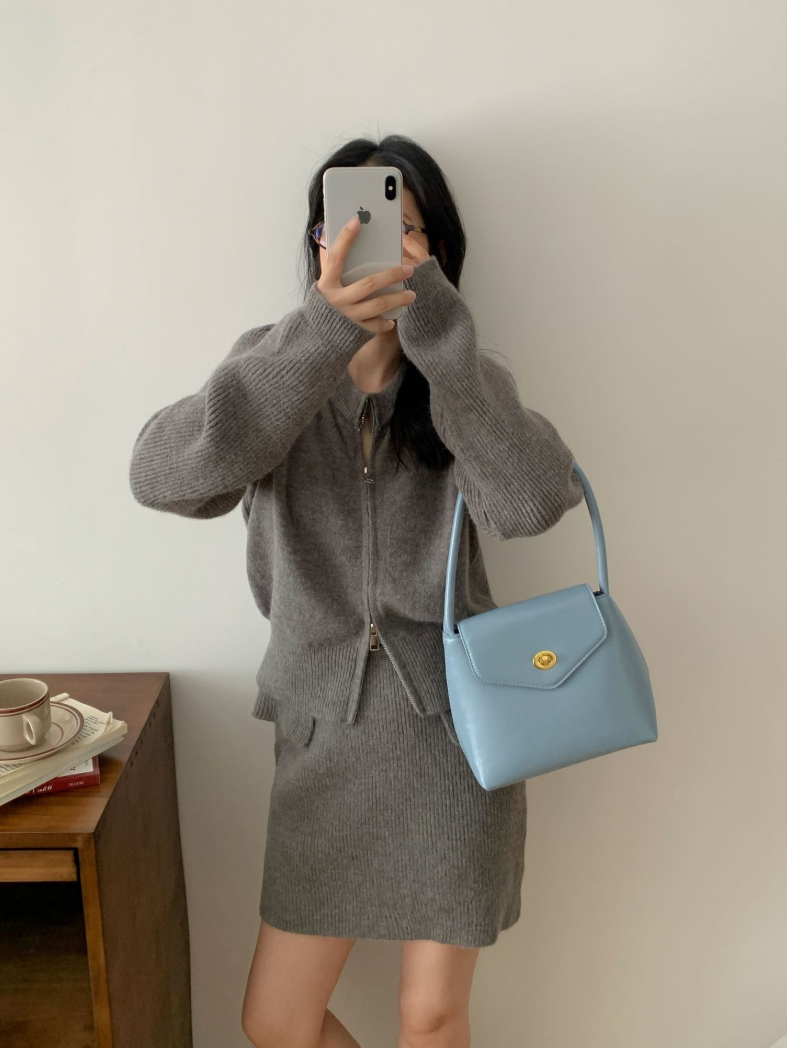 クラシックジップニット&スカ―トセット