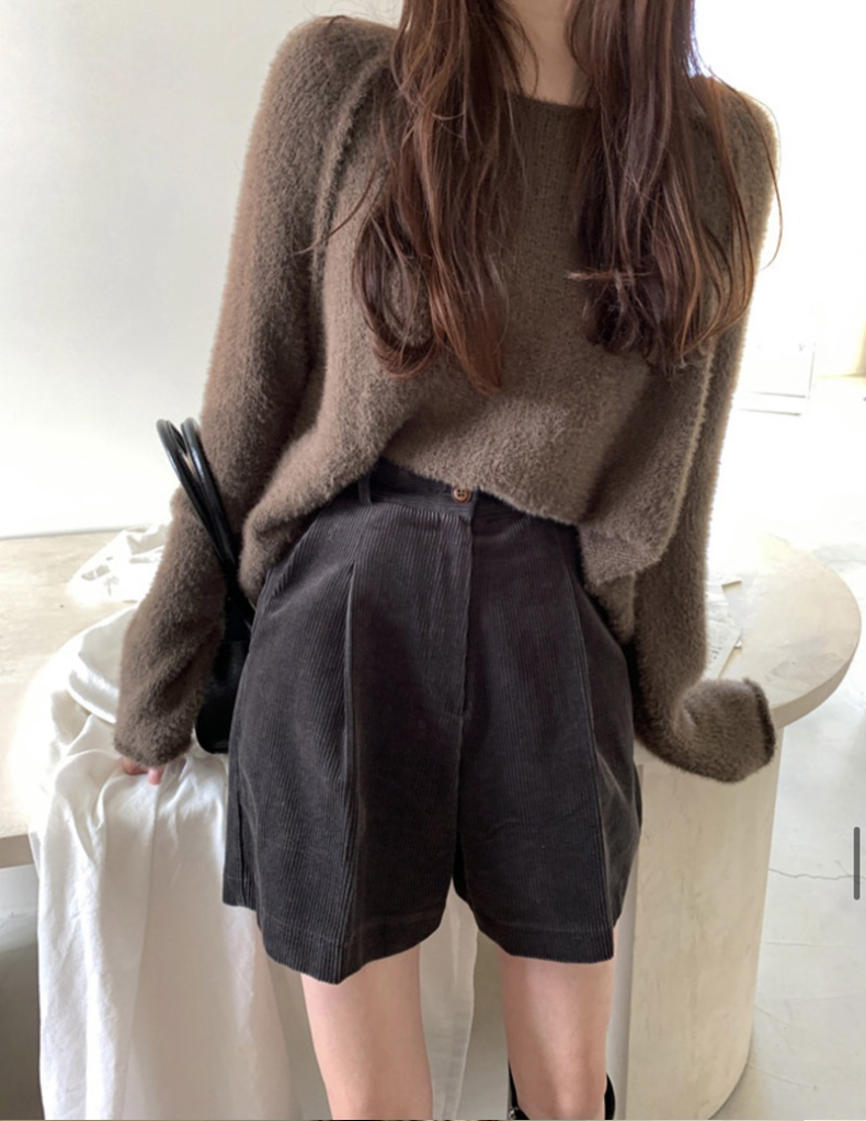 コーデュロイハイウエストタックショートパンツ