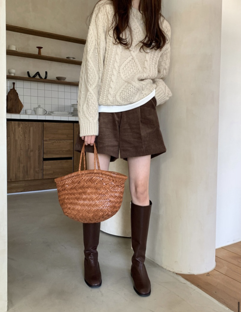 コーデュロイハイウエストタックショートパンツ