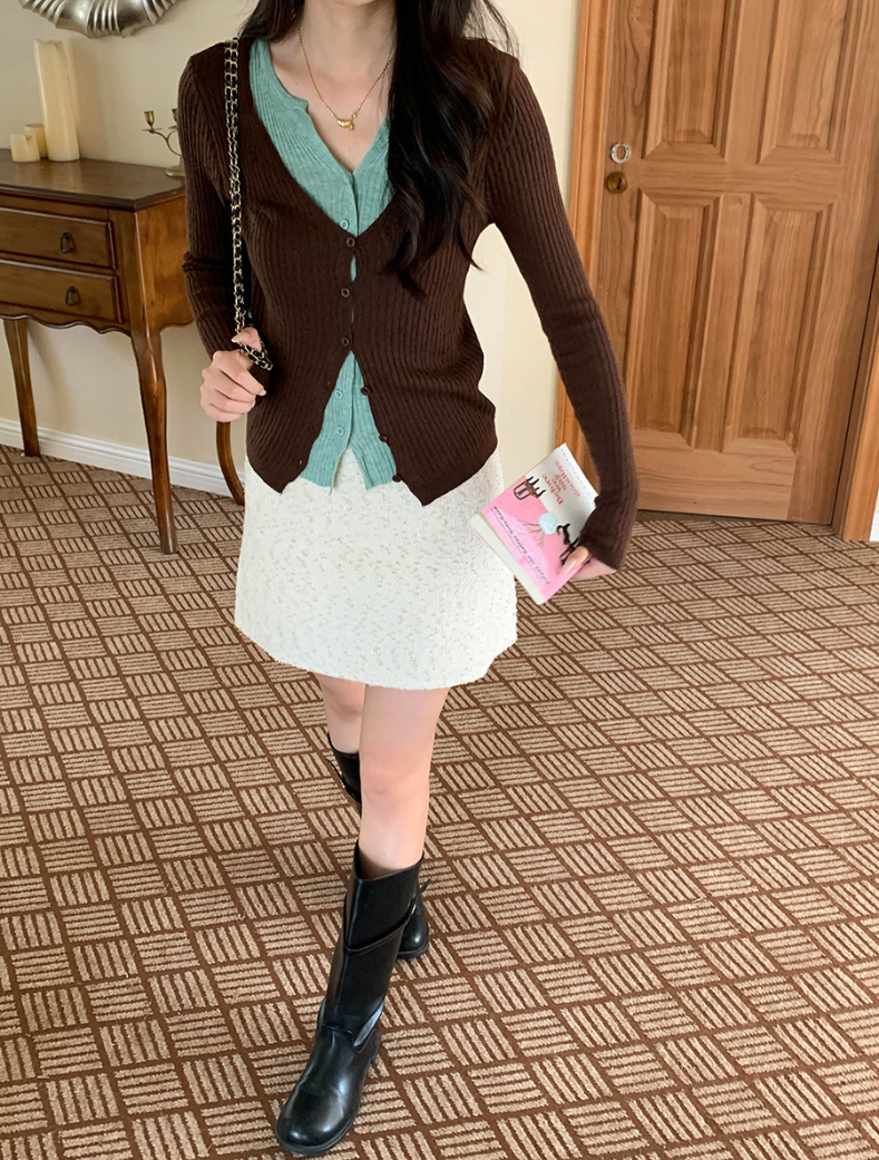 【一部即納】レイヤードデザインリブニット