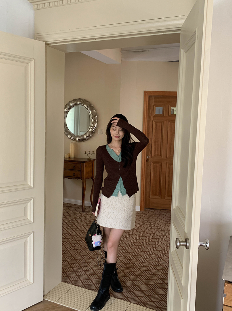 【一部即納】レイヤードデザインリブニット