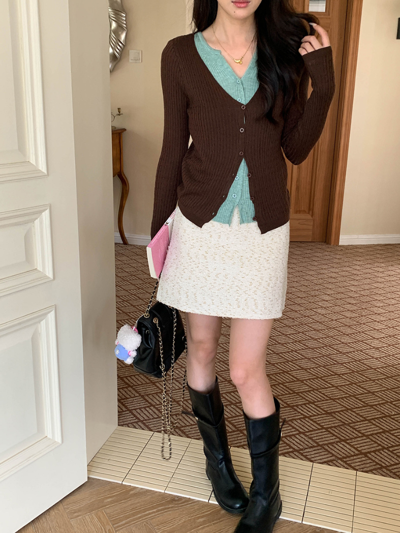 【一部即納】レイヤードデザインリブニット