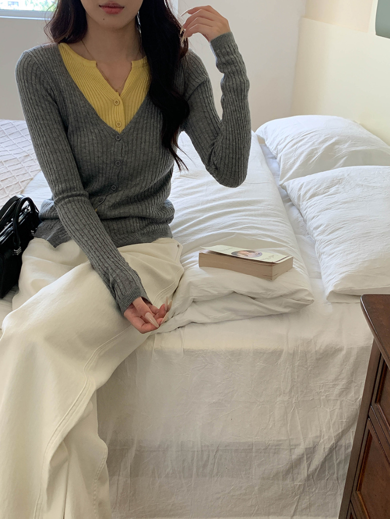 【一部即納】レイヤードデザインリブニット