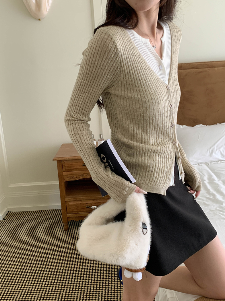 【一部即納】レイヤードデザインリブニット