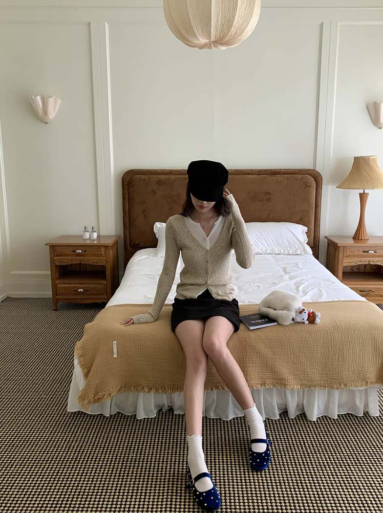 【一部即納】レイヤードデザインリブニット