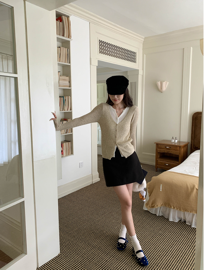 【一部即納】レイヤードデザインリブニット