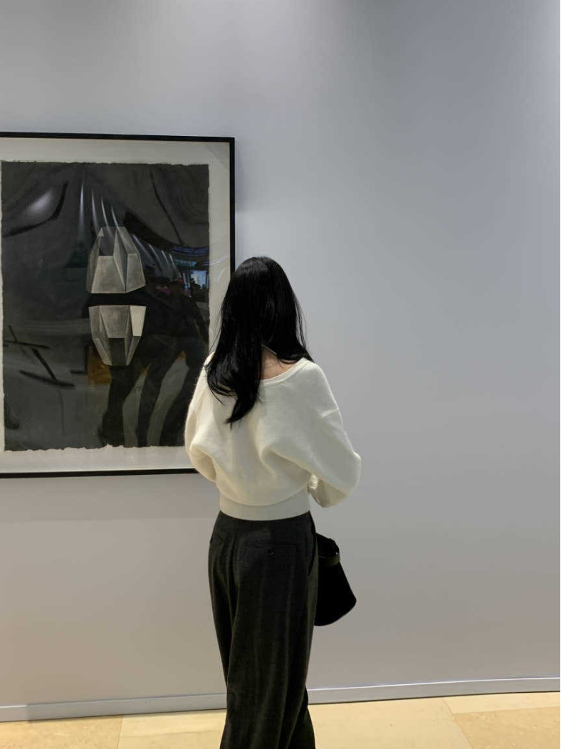 【即納】クロスストラップオフショルニットトップ