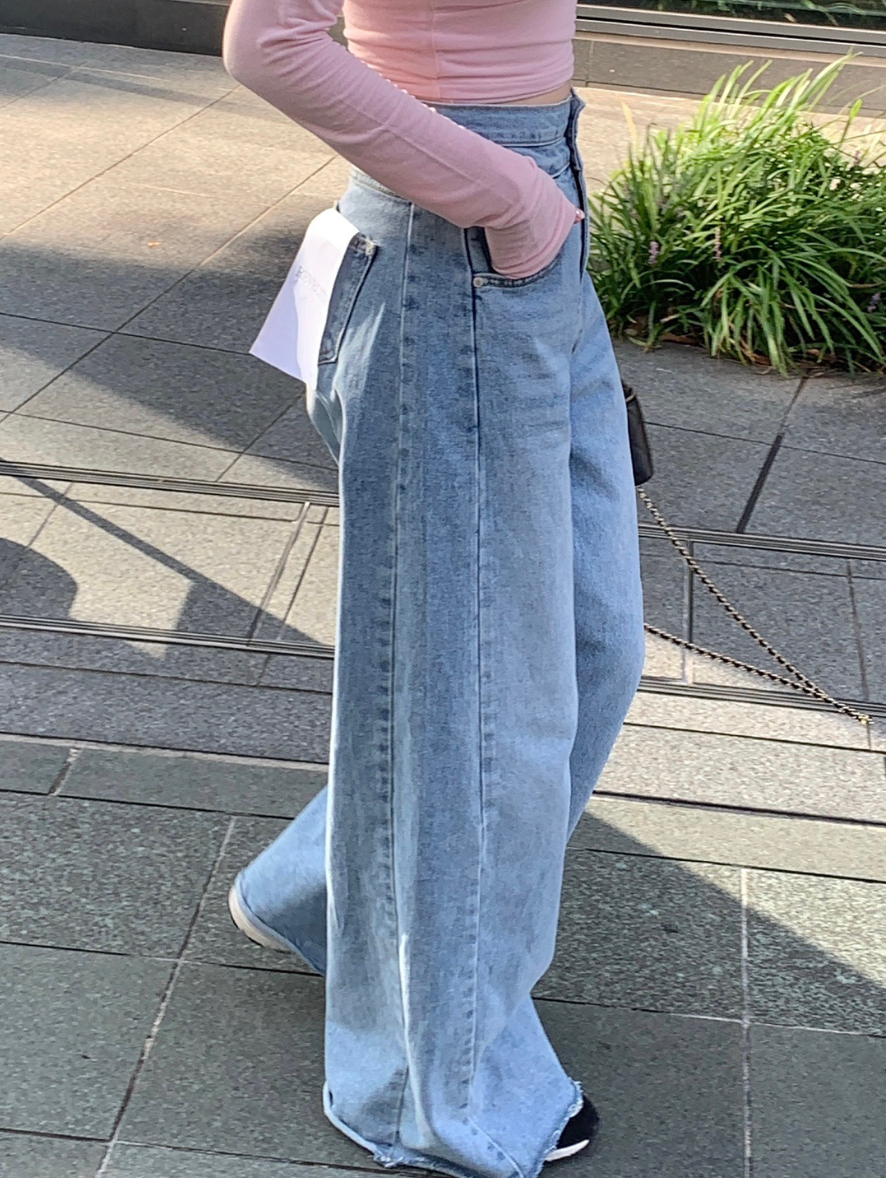 【即納】ハイウエストワイドフレアデニム