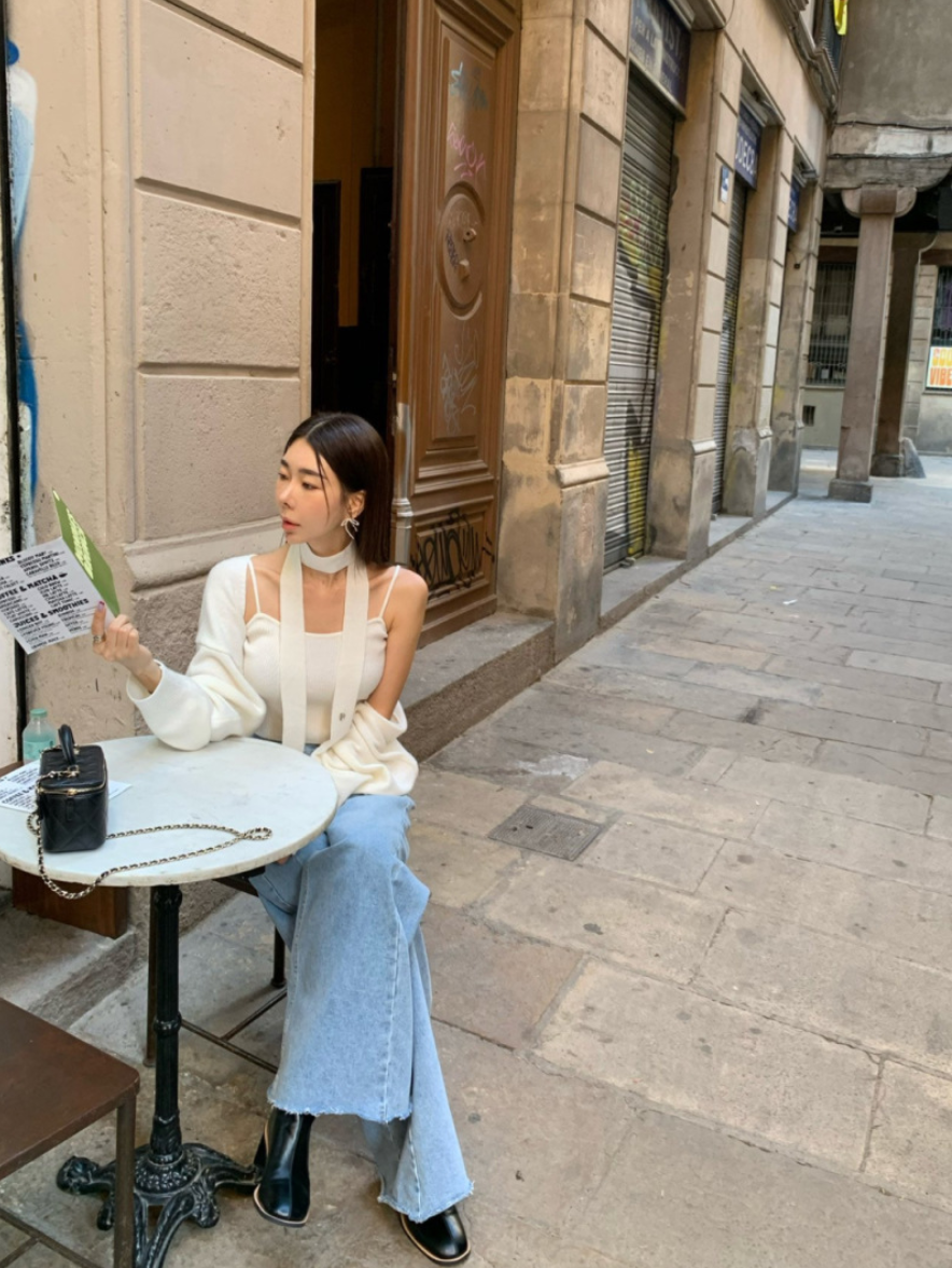 【即納】ハイウエストワイドフレアデニム