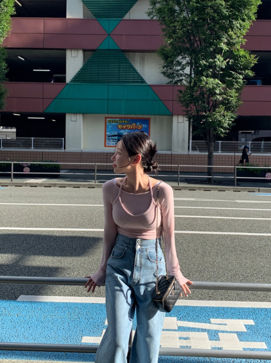 【即納】ハイウエストワイドフレアデニム