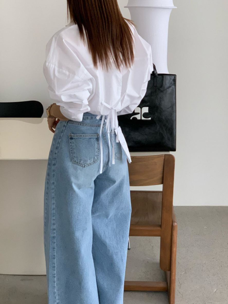 【即納】ハイウエストワイドフレアデニム
