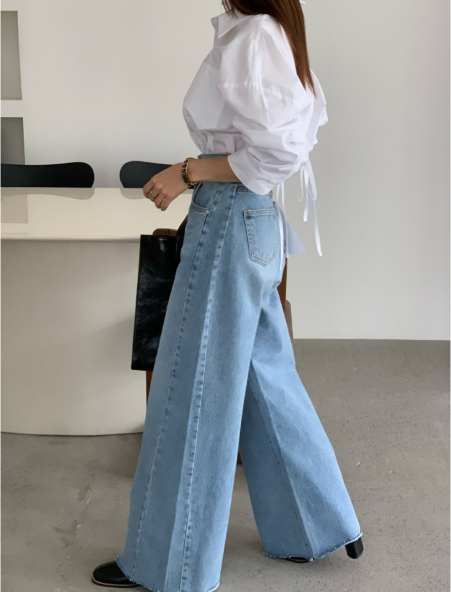 【即納】ハイウエストワイドフレアデニム