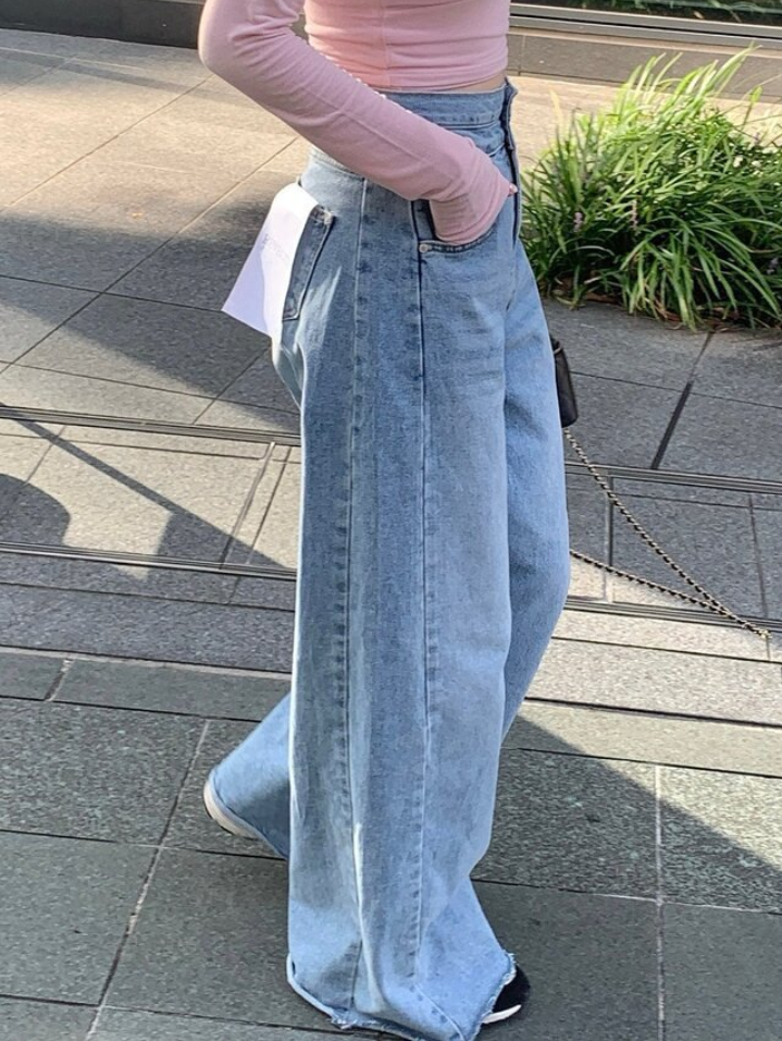 【即納】ハイウエストワイドフレアデニム