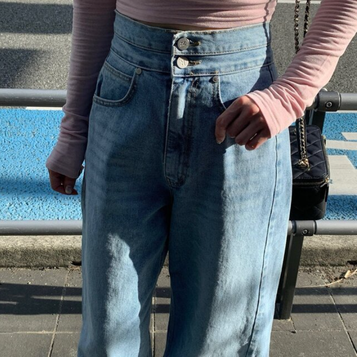 【即納】ハイウエストワイドフレアデニム