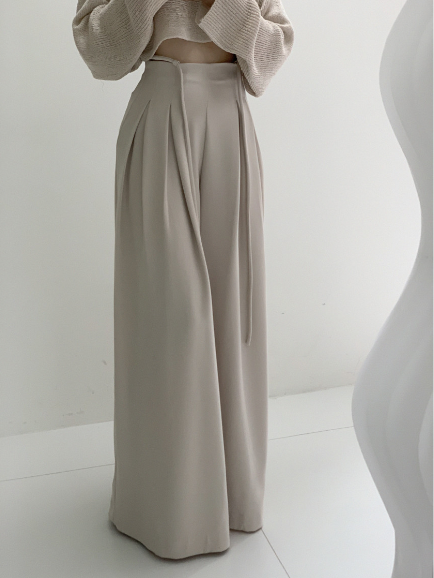 【即納】ハイウエストタックストレートパンツ