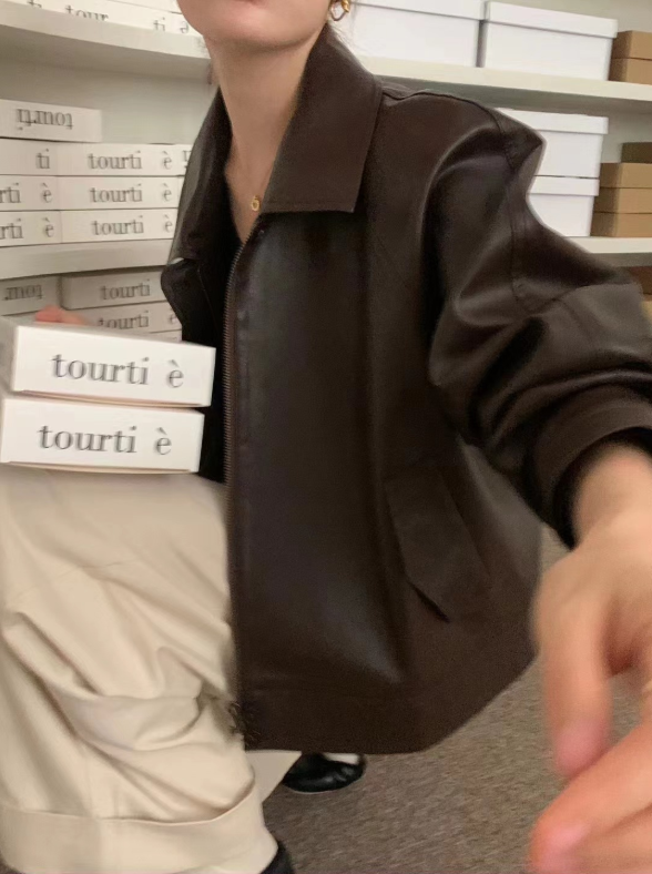 【即納】フェイクレザージャケット