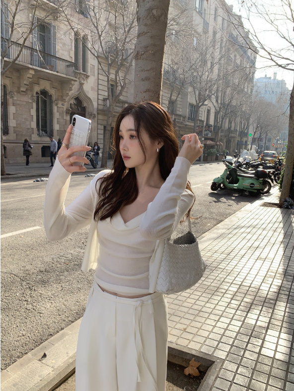 【一部即納】ドレープネックニットキャミセット