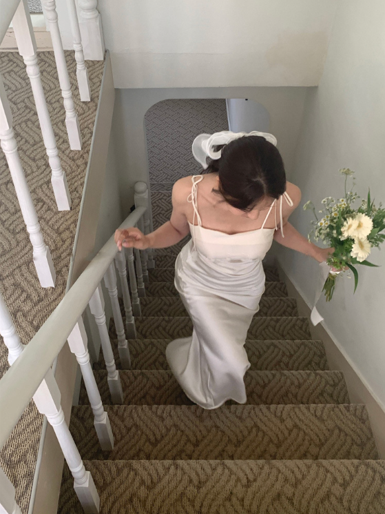 即納【新作 3/13(金)PM12:00~販売START】リボンサテンキャミワンピース