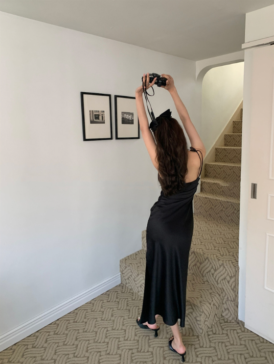 即納【新作 3/13(金)PM12:00~販売START】リボンサテンキャミワンピース