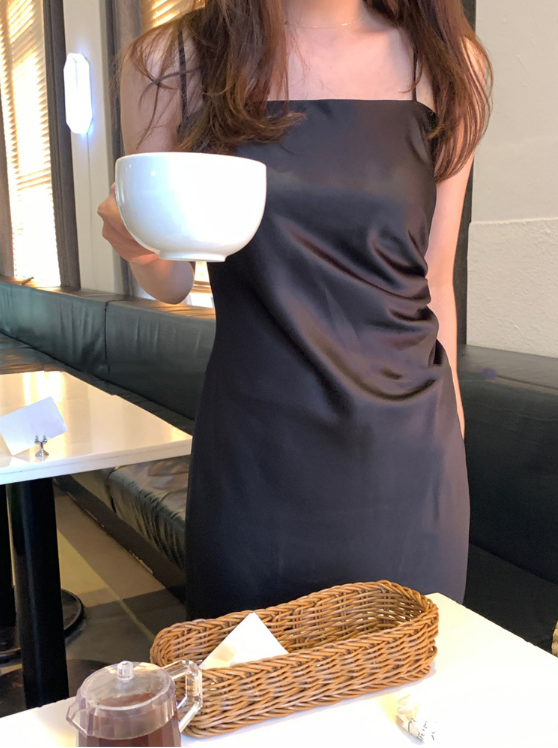 即納【新作 3/13(金)PM12:00~販売START】リボンサテンキャミワンピース