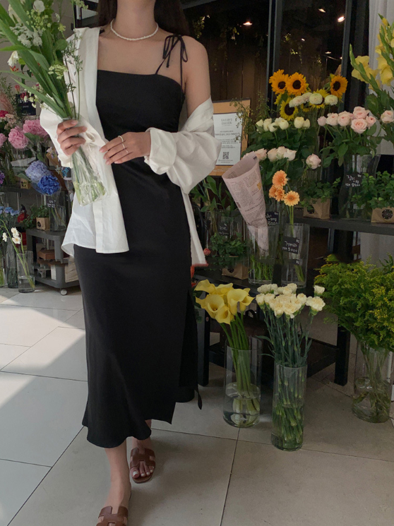 即納【新作 3/13(金)PM12:00~販売START】リボンサテンキャミワンピース