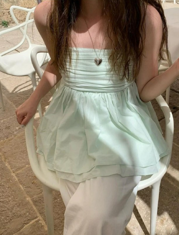 即納【新作 3/13(金)PM12:00~販売START】バックリボンギャザーキャミブラウス