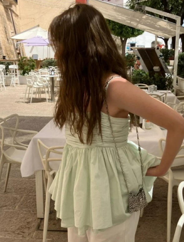 即納【新作 3/13(金)PM12:00~販売START】バックリボンギャザーキャミブラウス