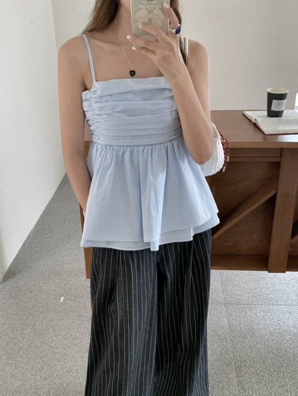 即納【新作 3/13(金)PM12:00~販売START】バックリボンギャザーキャミブラウス