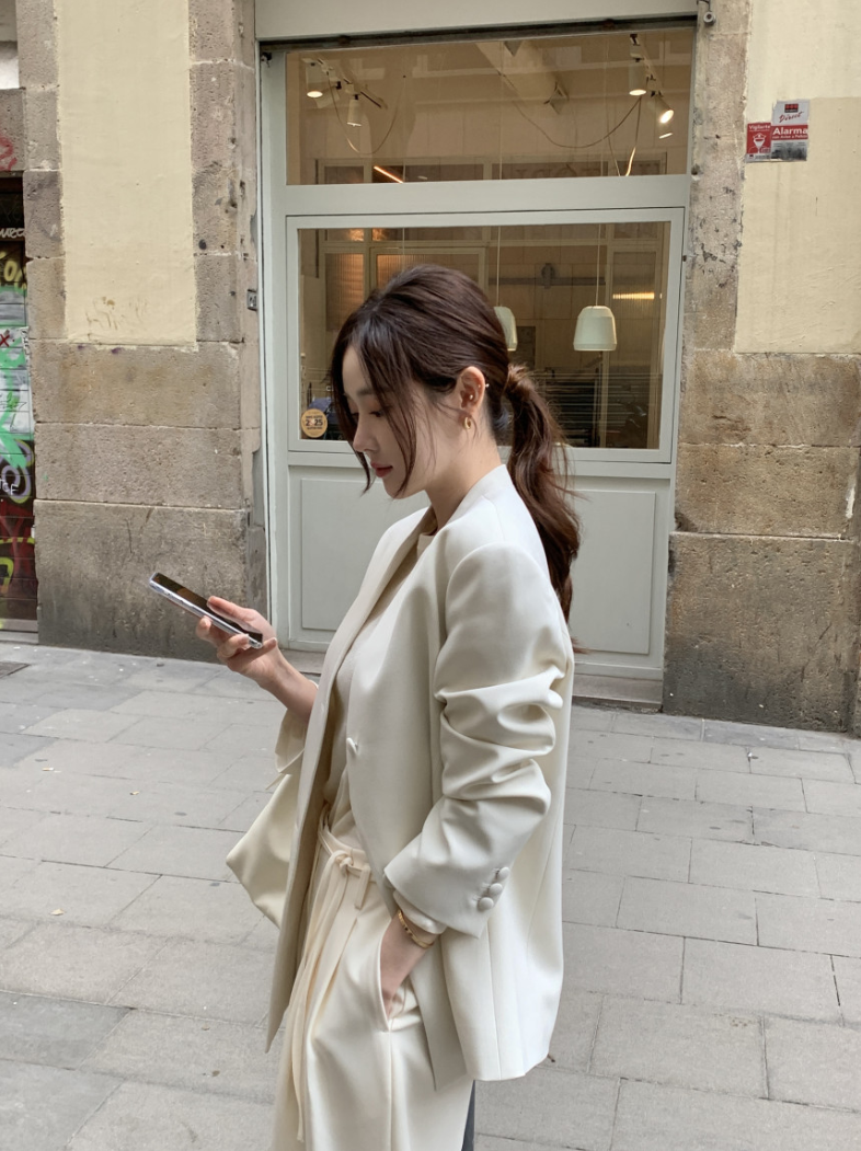 即納【新作 3/27(金)PM12:00~販売START】ミニマルノーカラーテーラードジャケット