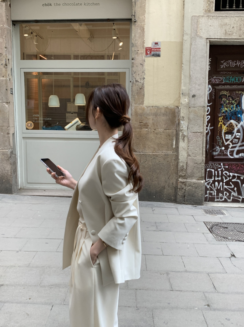 即納【新作 3/27(金)PM12:00~販売START】ミニマルノーカラーテーラードジャケット