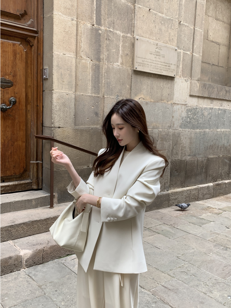 即納【新作 3/27(金)PM12:00~販売START】ミニマルノーカラーテーラードジャケット