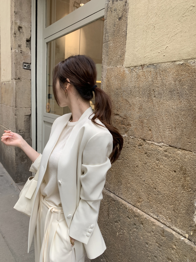 即納【新作 3/27(金)PM12:00~販売START】ミニマルノーカラーテーラードジャケット