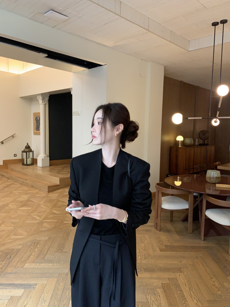 即納【新作 3/27(金)PM12:00~販売START】ミニマルノーカラーテーラードジャケット