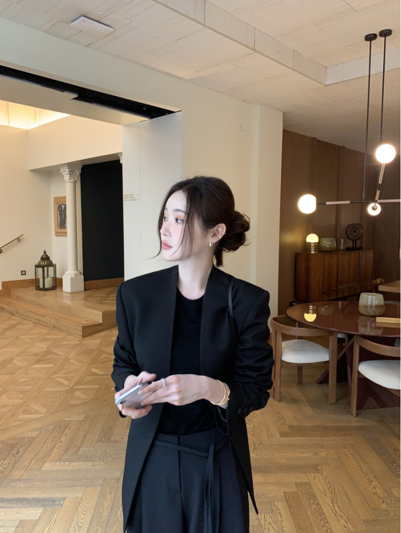 即納【新作 3/27(金)PM12:00~販売START】ミニマルノーカラーテーラードジャケット