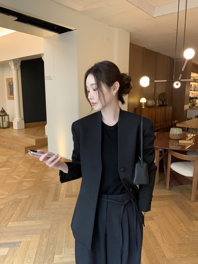 即納【新作 3/27(金)PM12:00~販売START】ミニマルノーカラーテーラードジャケット