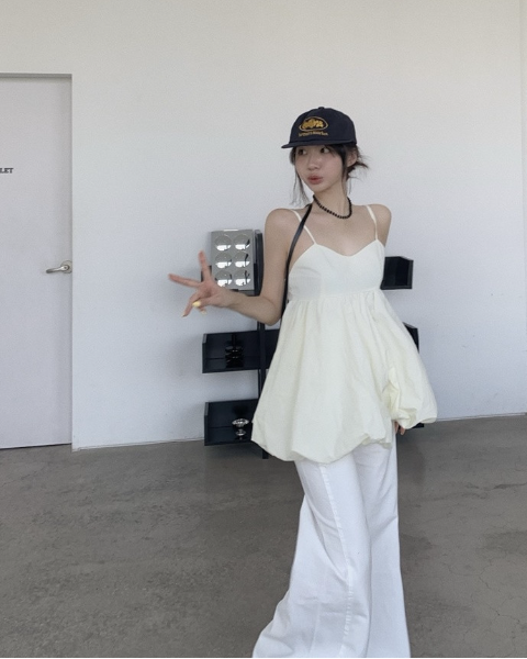 新作【即納 7/10(金)12:00~販売START】バルーンシルエットキャミチュニックトップス