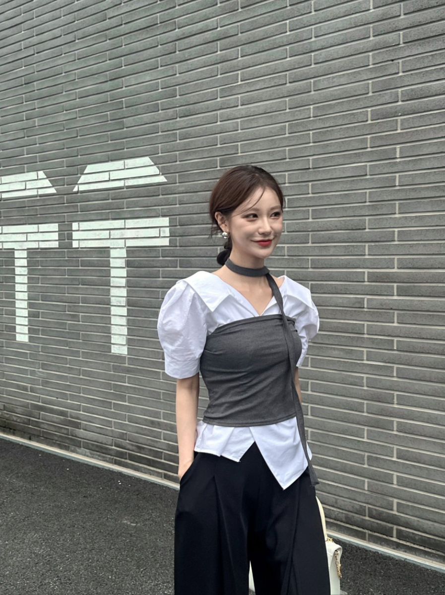 新作【即納 5/22(金)12:00~販売START】アシメオープンカラーシャツ