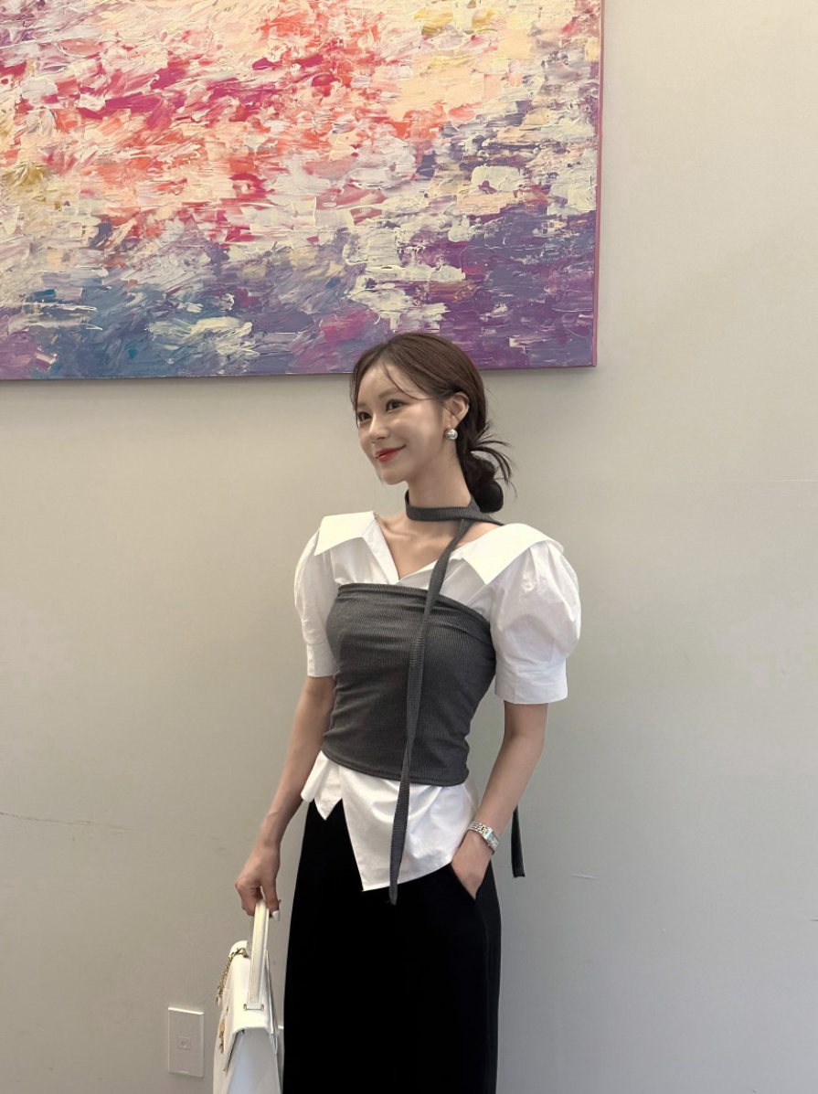 新作【即納 5/22(金)12:00~販売START】アシメオープンカラーシャツ