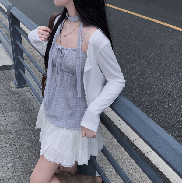 新作【即納 6/26(金)12:00~販売START】チェックリボン キャミソールトップス