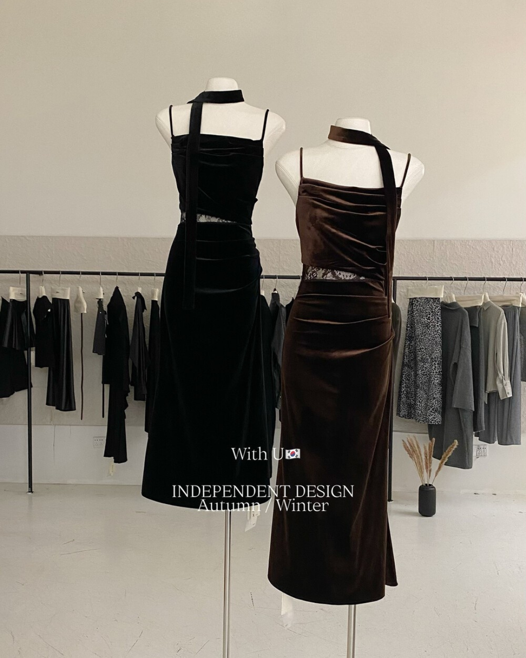 【即納】ドレープライン ベルベットキャミワンピース