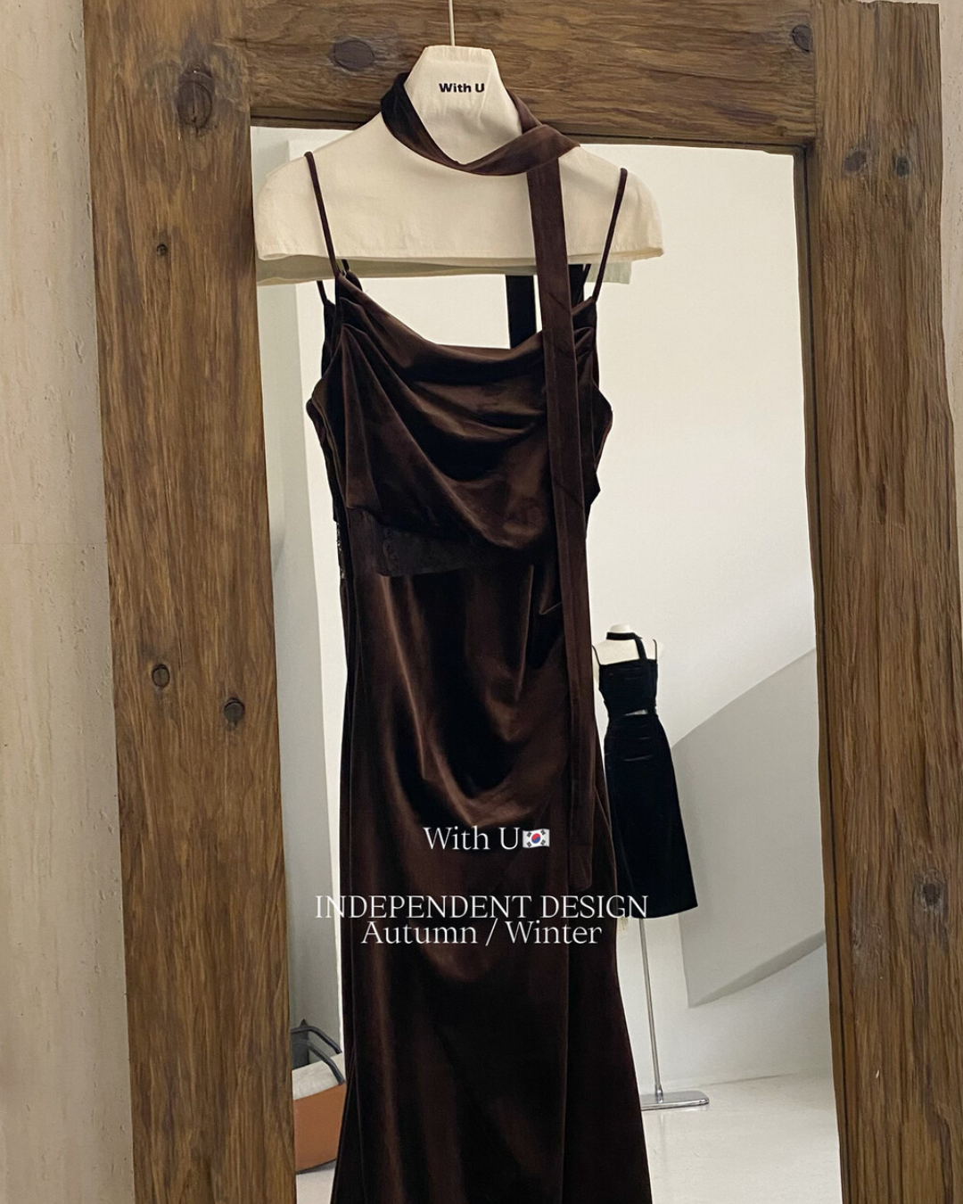 【即納】ドレープライン ベルベットキャミワンピース