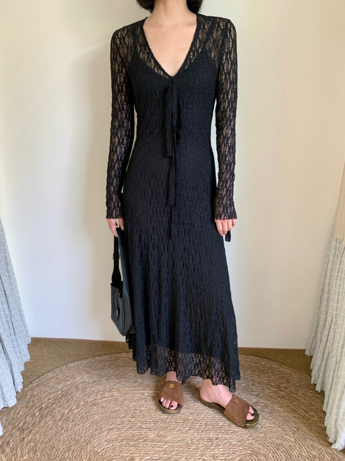 【即納】レースロングワンピース