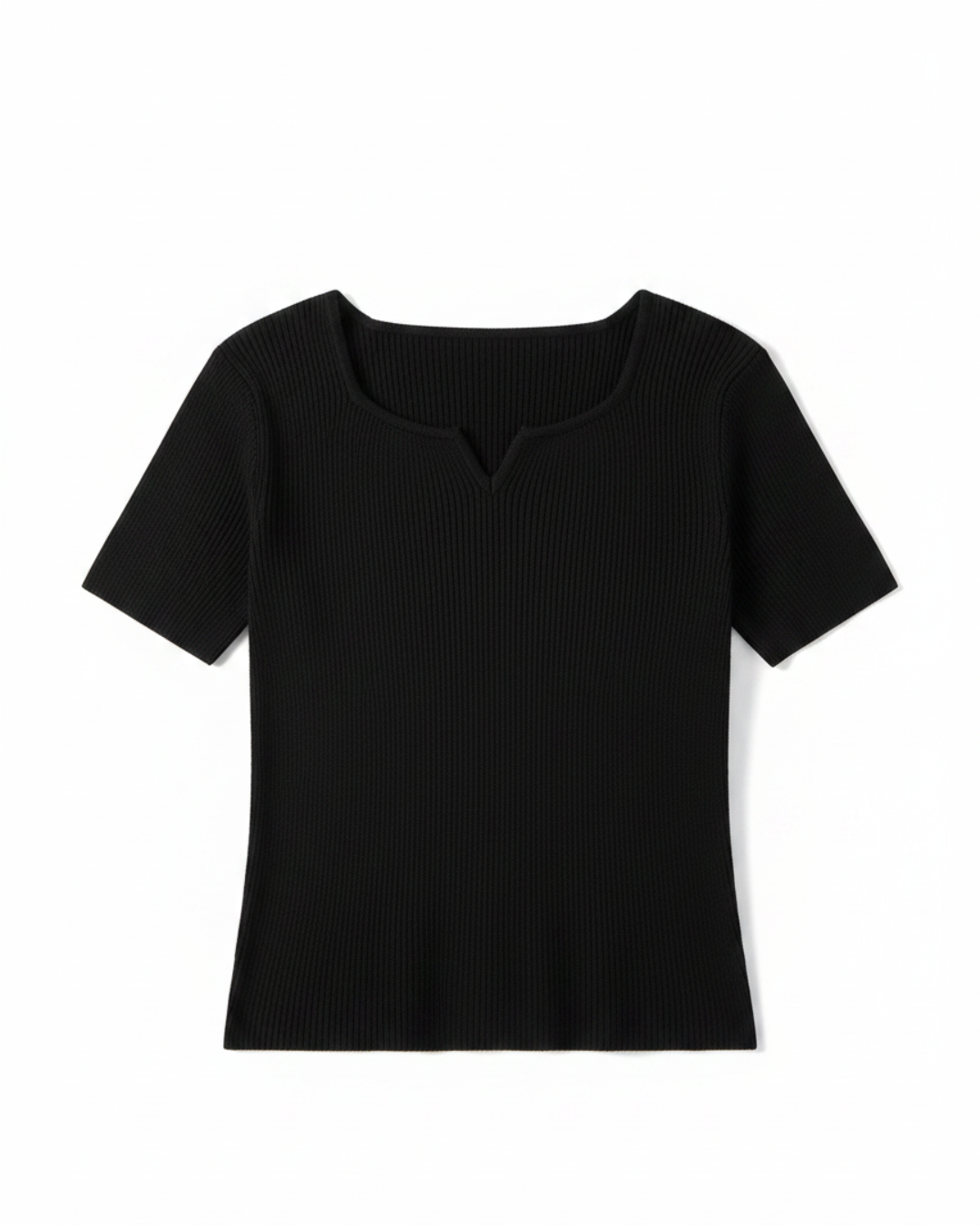 セット対象 | 2BUY10%OFF【即納】半袖カーブネックリブニットトップス