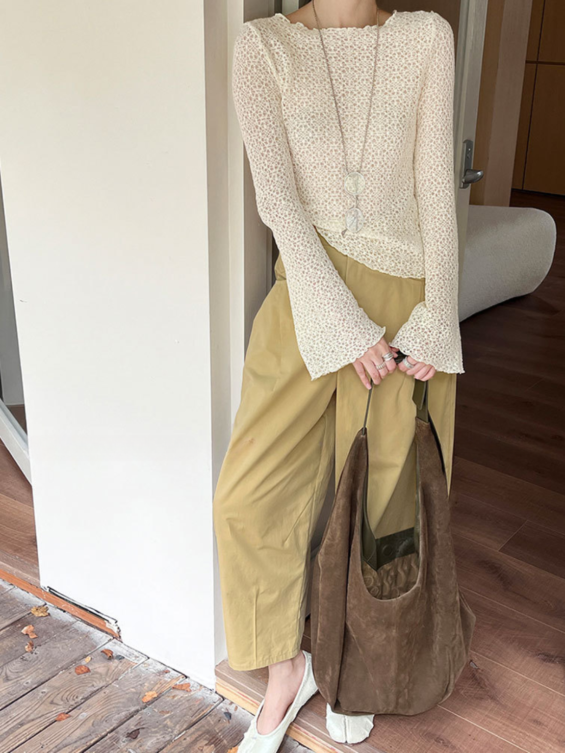 【在庫限り!! | 即納♡】フレアスリーブシアークロシェトップス