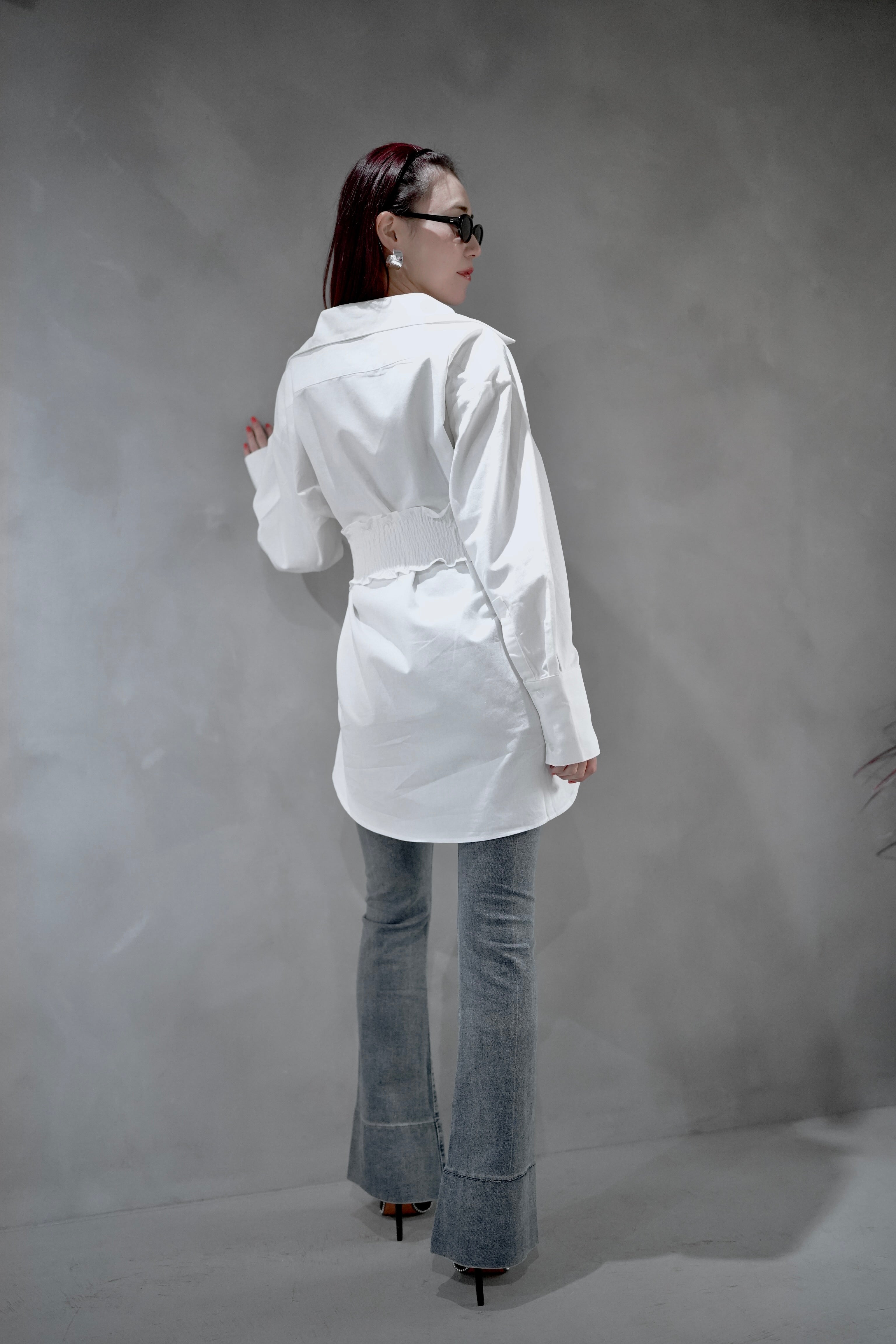 カットオフ切替フレアデニムパンツ