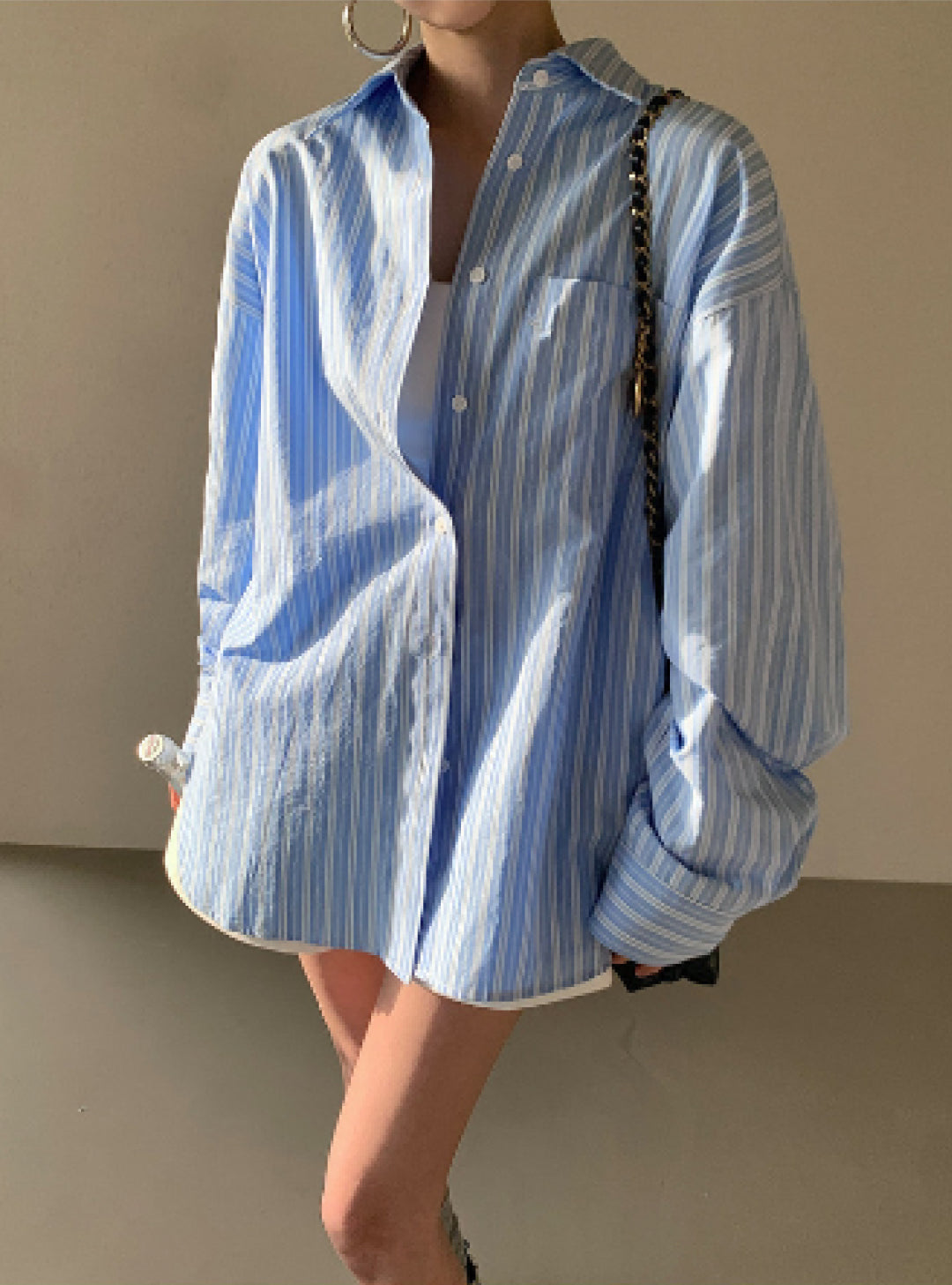 ストライプオーバーサイズシャツ